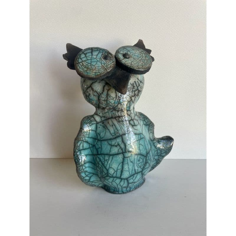 Chouette Turquoise Céramique Raku — 1