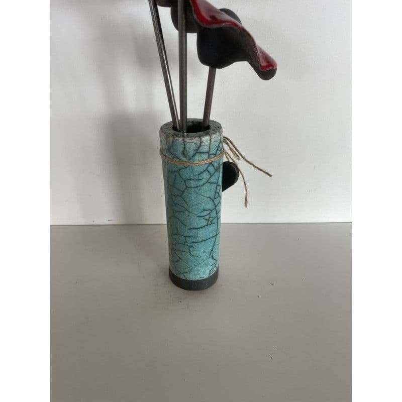 Raku Ceramic Vase and its 3 flowers — 4