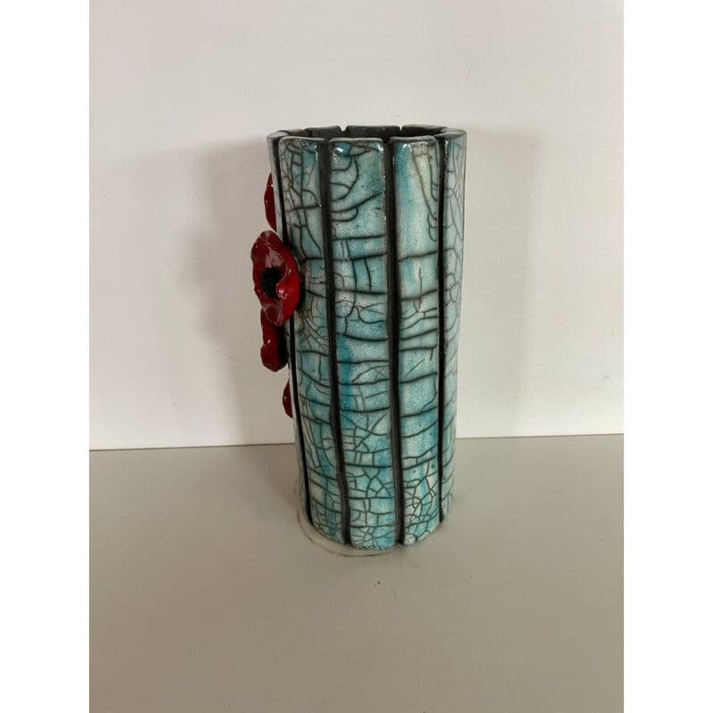 Vase céramique raku "coquelicots" — 5