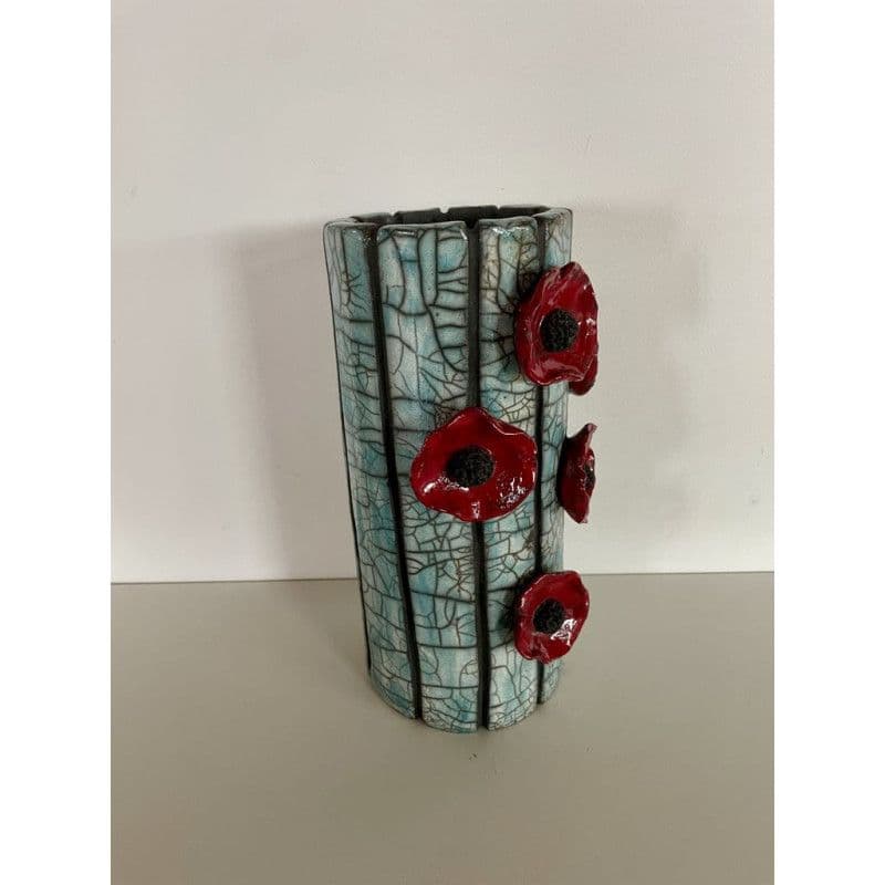 Vase céramique raku "coquelicots" — 3
