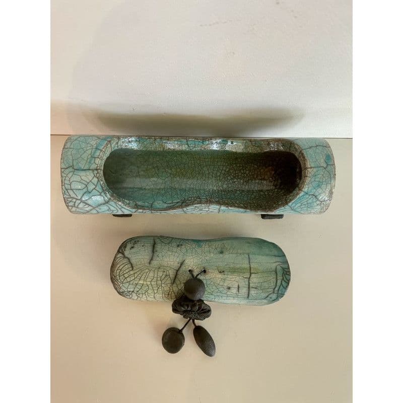 Lagon" box blue/green Raku ceramic — 8
