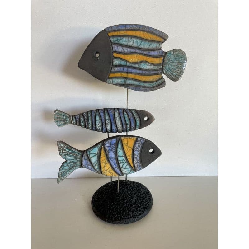 Banc de Poissons Colorés Céramique Raku — 1