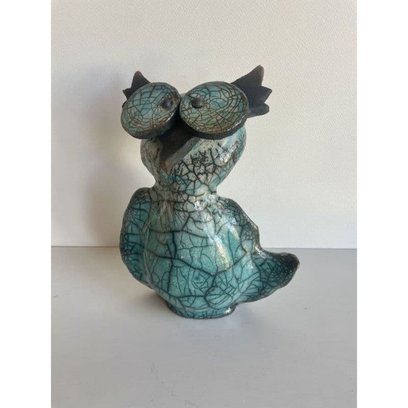 Chouette Turquoise Céramique Raku — 2