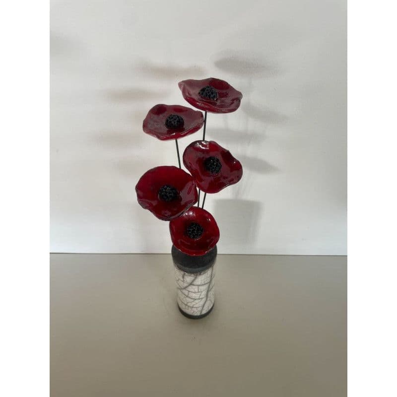 Soliflore et ses Coquelicots Céramique Raku — 4