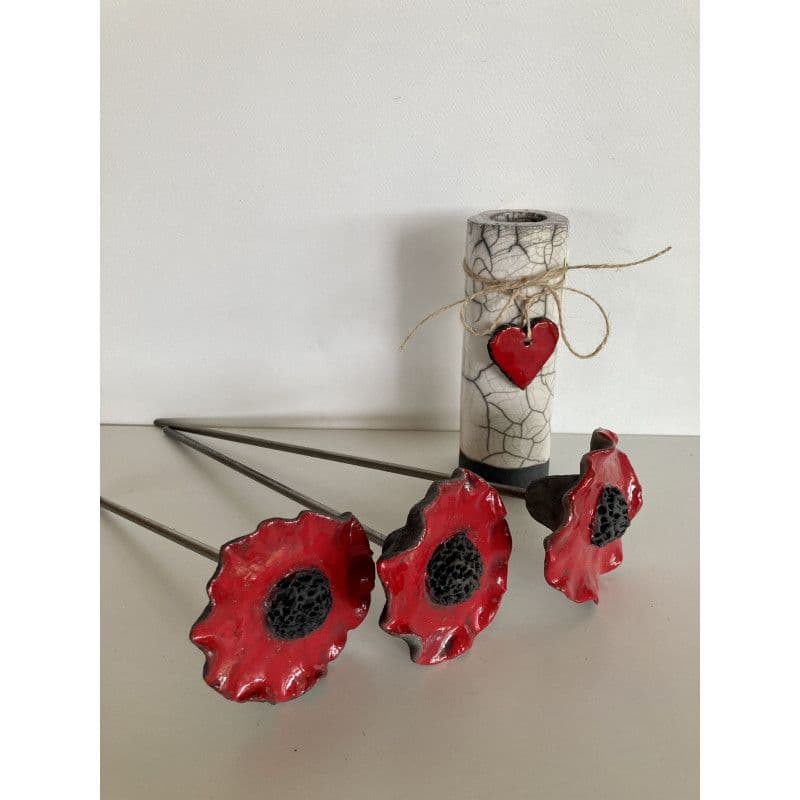 Soliflore et ses Coquelicots Céramique Raku — 5