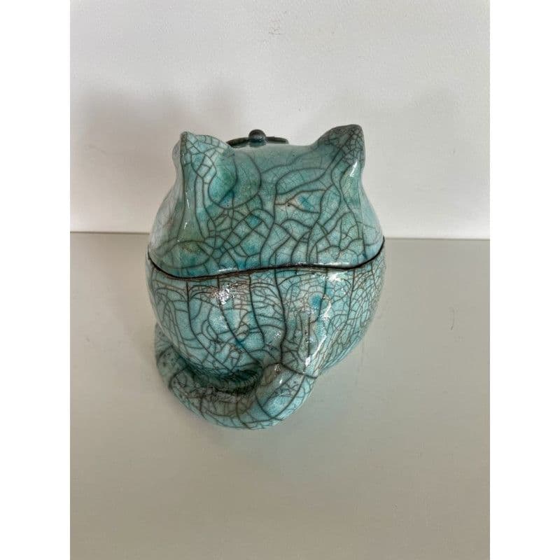 Boîte Chat Bleue Céramique Raku — 5