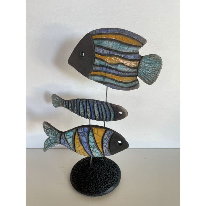 Banc de Poissons Colorés Céramique Raku — 3