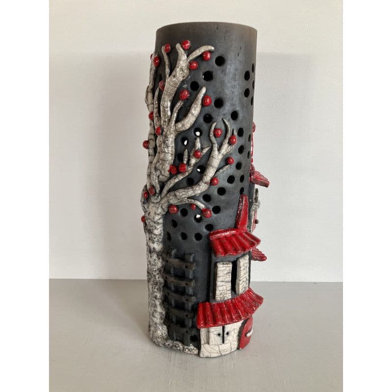 Raku Ceramic Village Lamp — 3