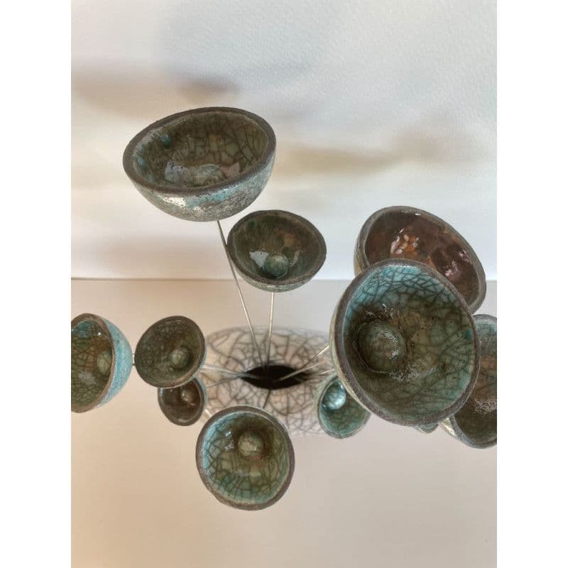 Vase Contemporain et ses Superbes Fleurs Céramique Raku — 5