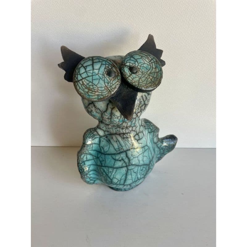 Chouette Turquoise Céramique Raku — 3