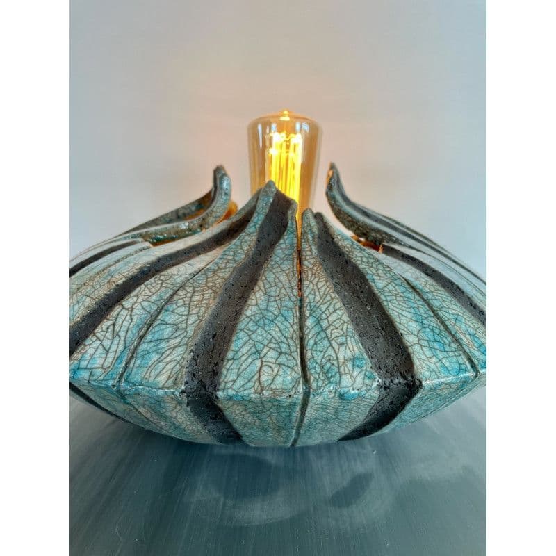 Lampe "Lunaire" Céramique Raku Bleu/Vert — 5