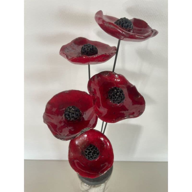 Soliflore et ses Coquelicots Céramique Raku — 1