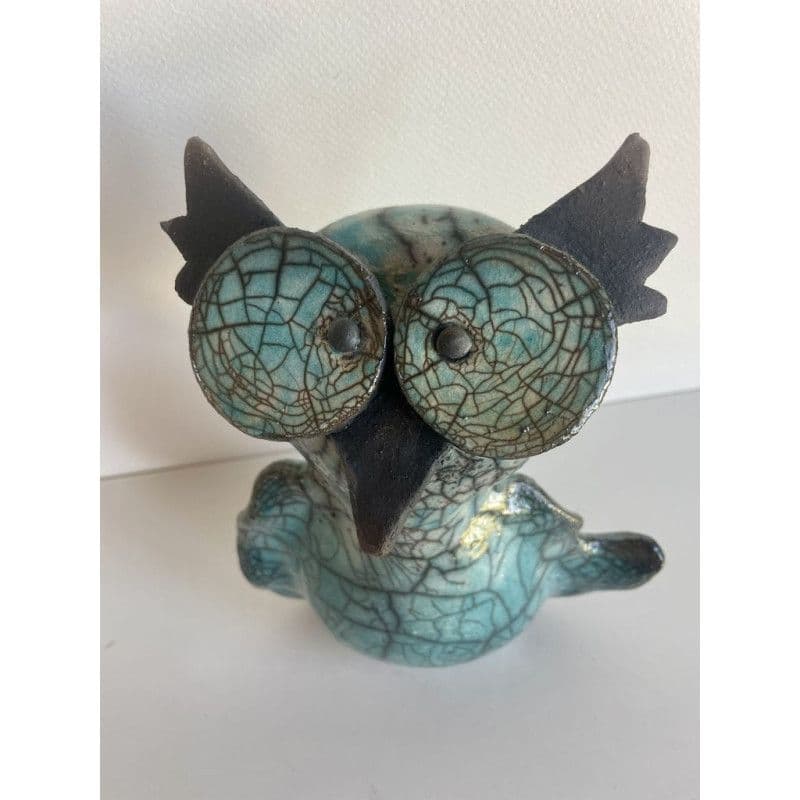 Chouette Turquoise Céramique Raku — 7